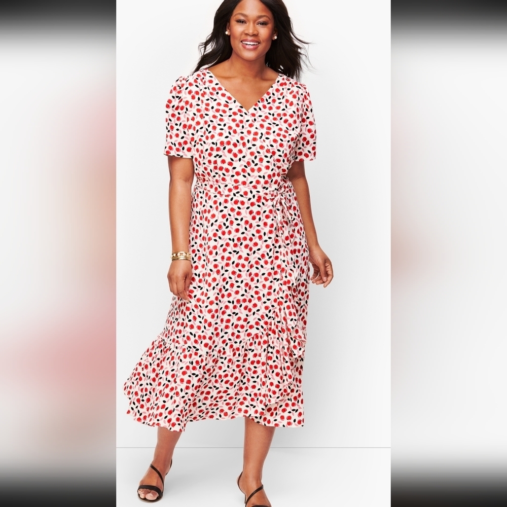 Talbots Red and White Floral Midi Dress - Picture 1 of 16
